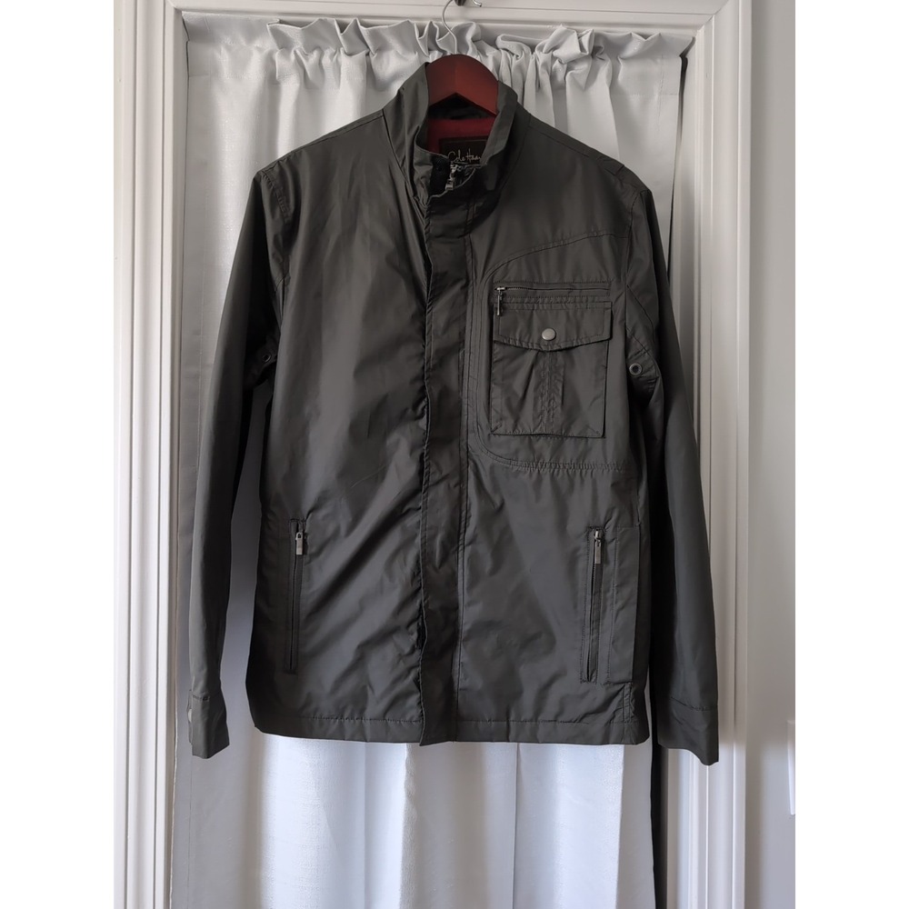 Cole Haan Men's Grey Lined Jacket Pockets Mock Neck Small